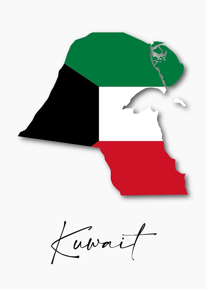 Kuwait Country Map Flag