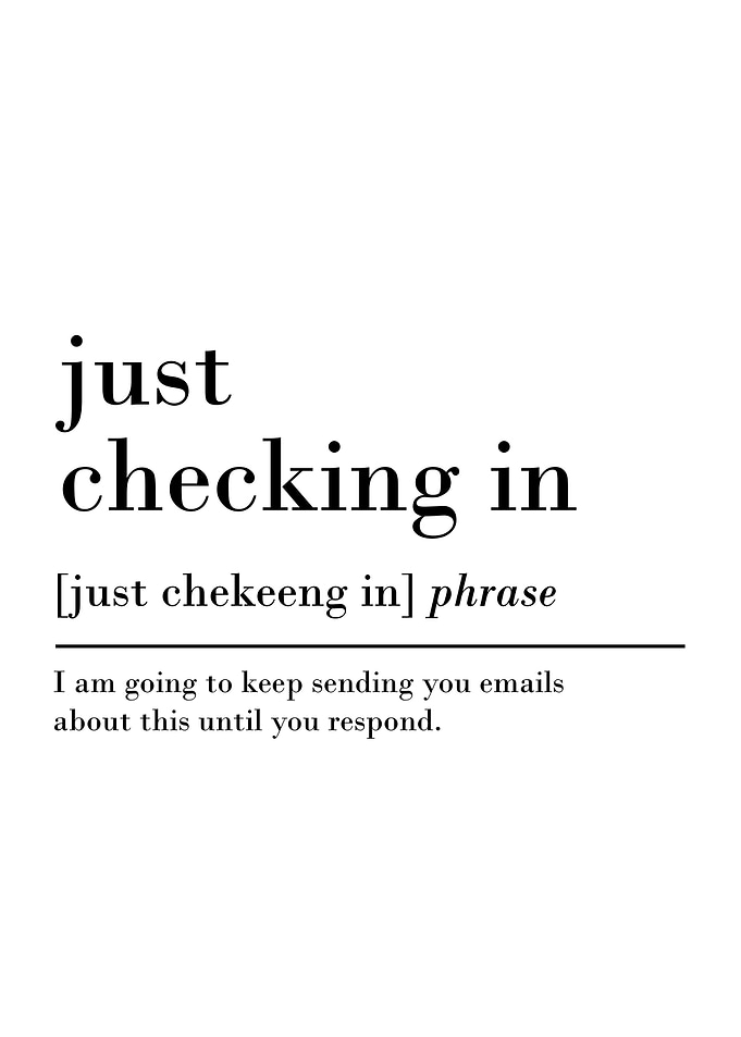 just checkingin definition