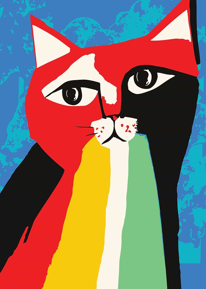 Rainbow Cat Painting