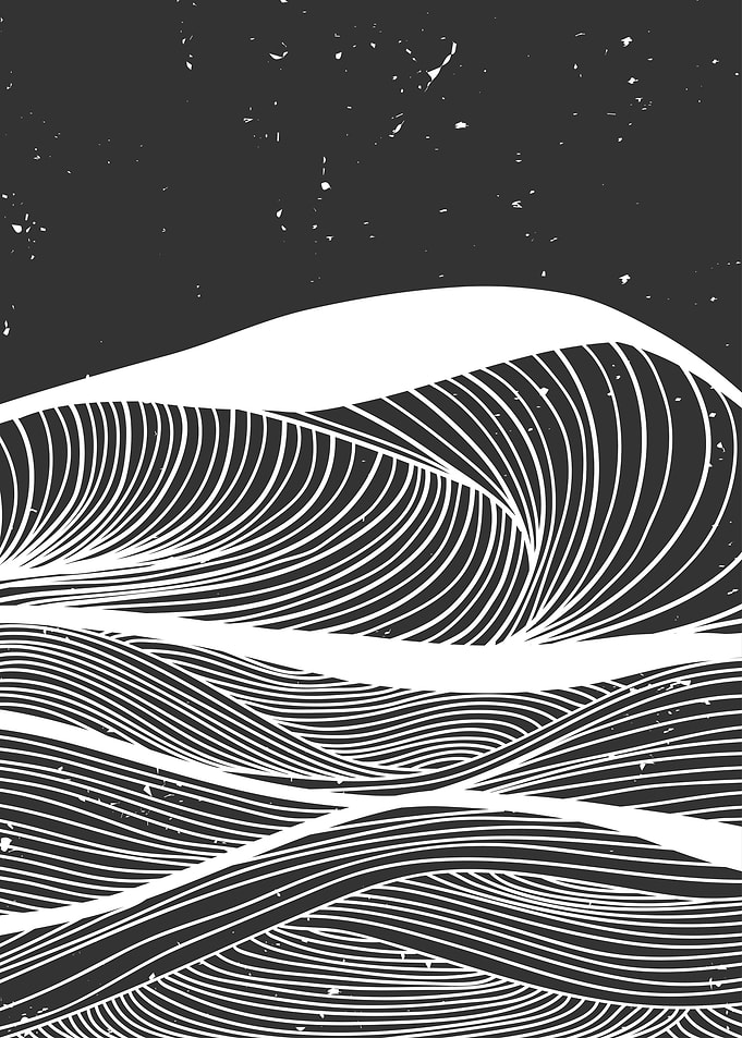 Ocean wave black and white