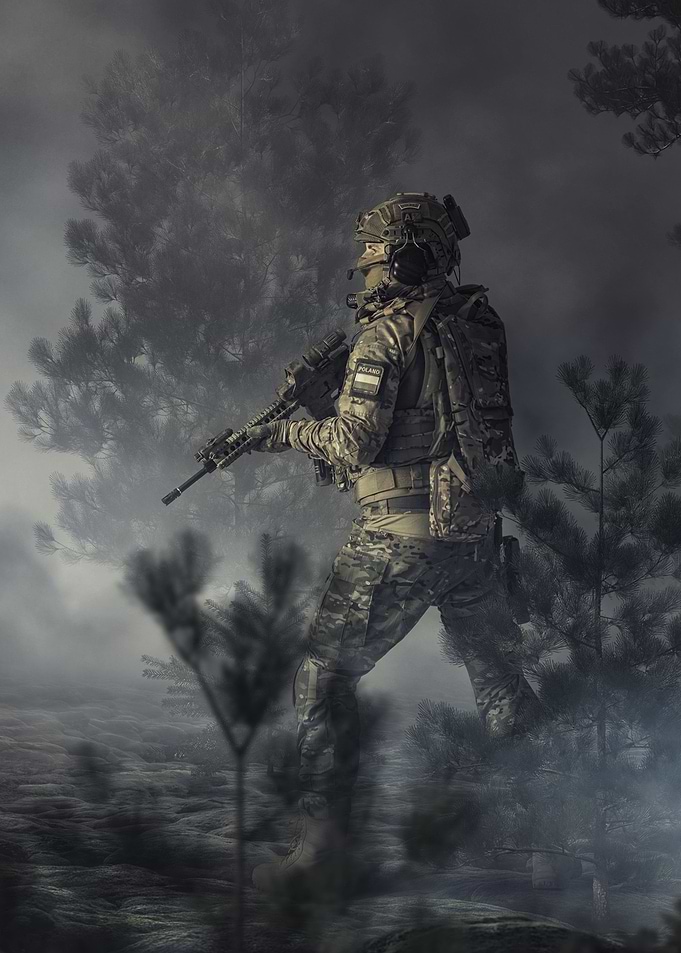 Soldier in woods