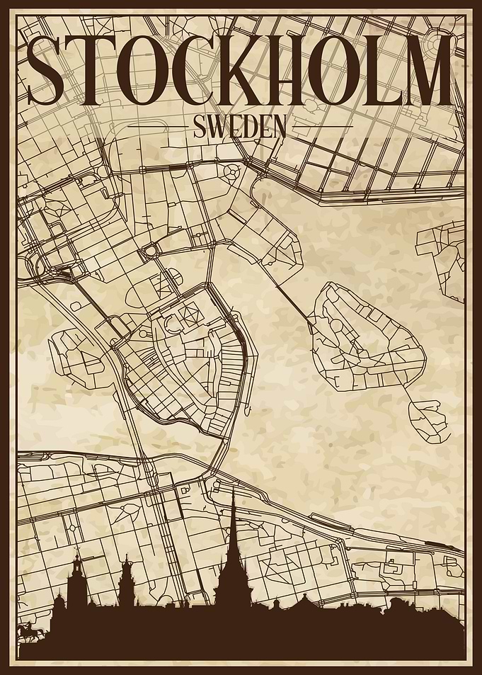 Stockholm Map Skyline