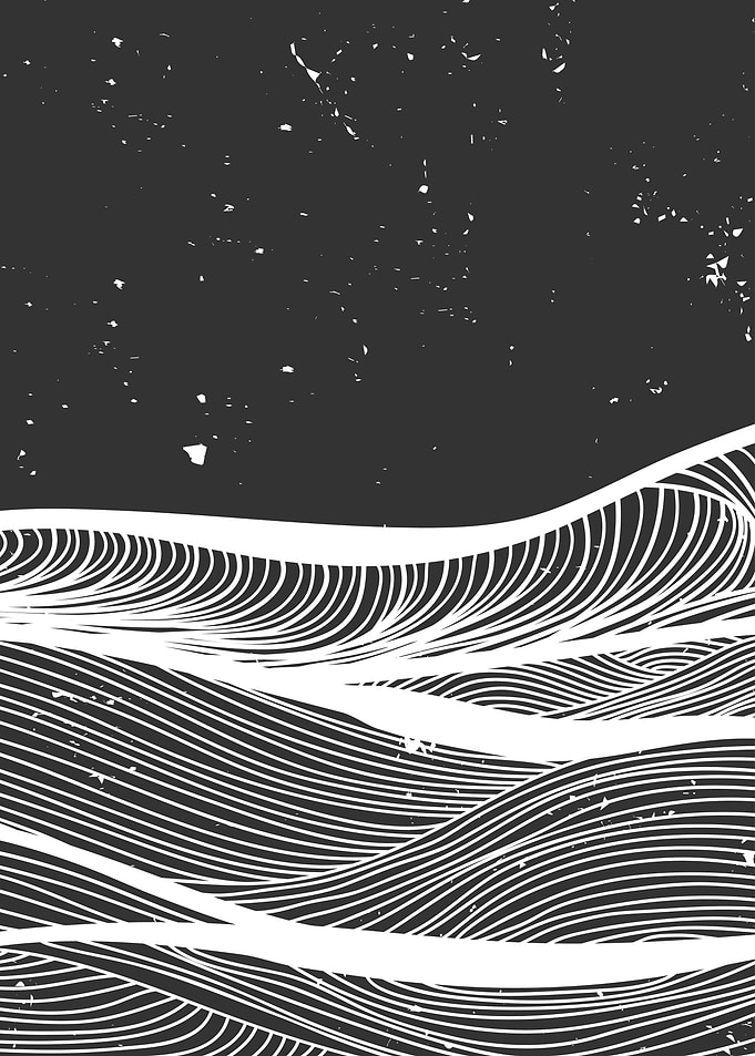 Ocean wave black and white