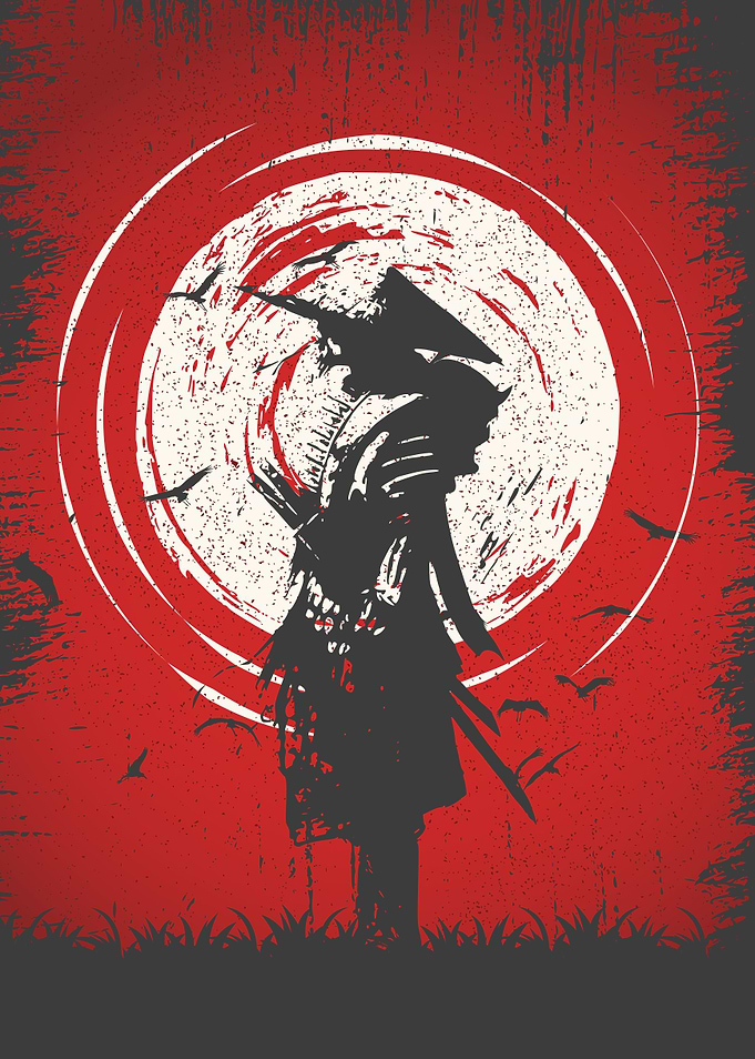 Old Japanese Samurai Red
