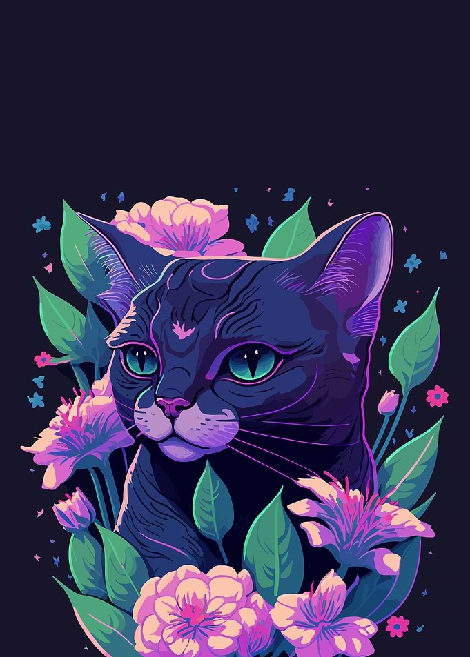 Cat Flower Cute