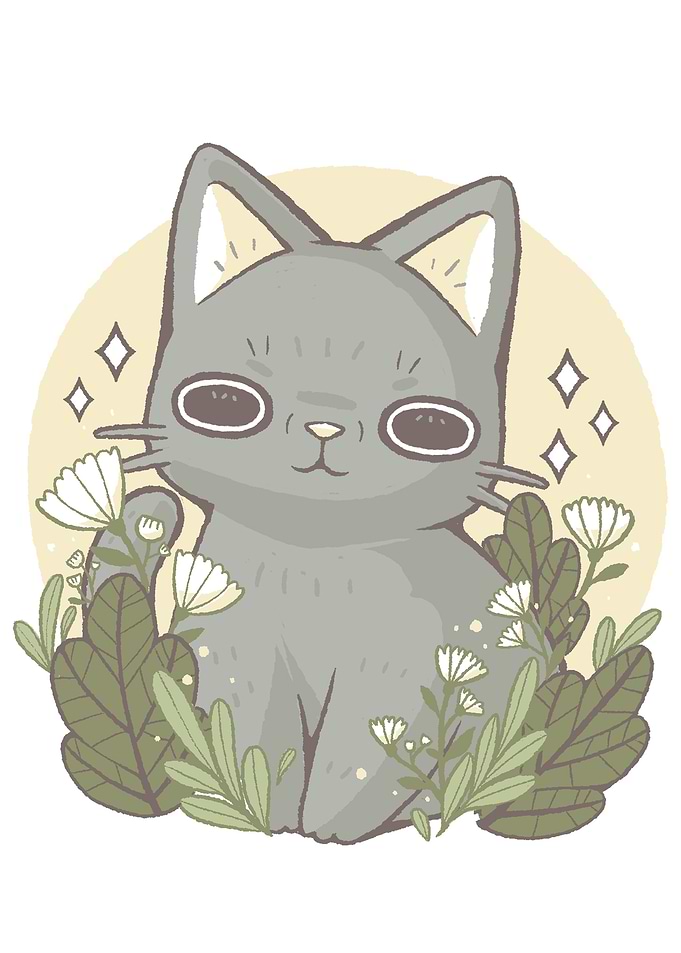 Cat and Flowers