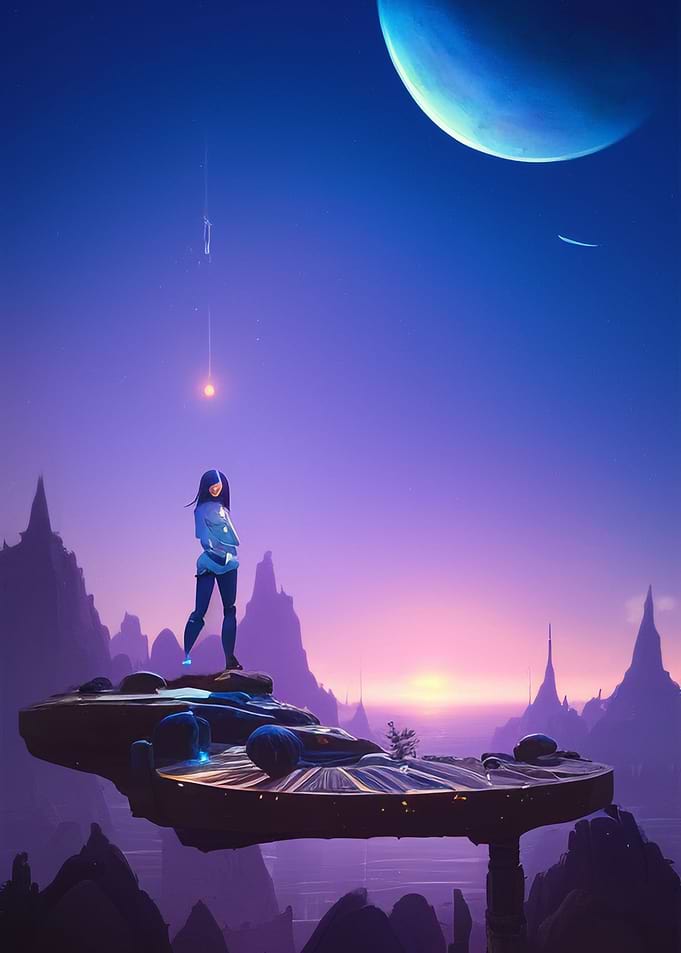 A girl in space