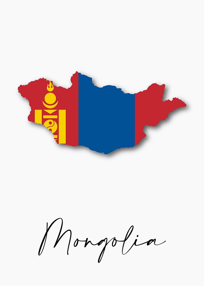 Mongolia Country Map Flag