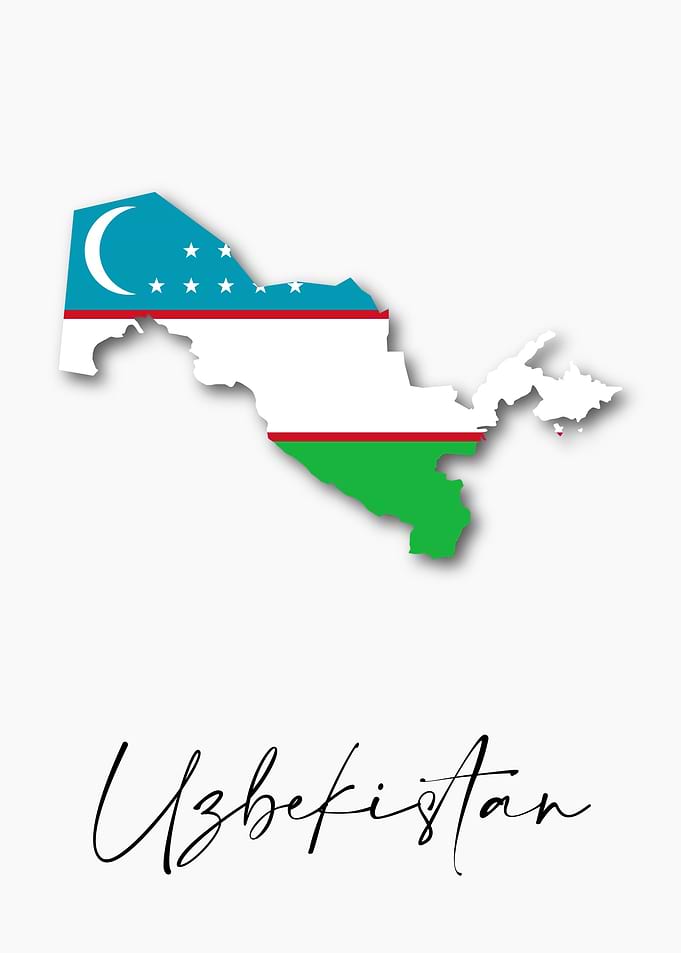 Uzbekistan Map Flag