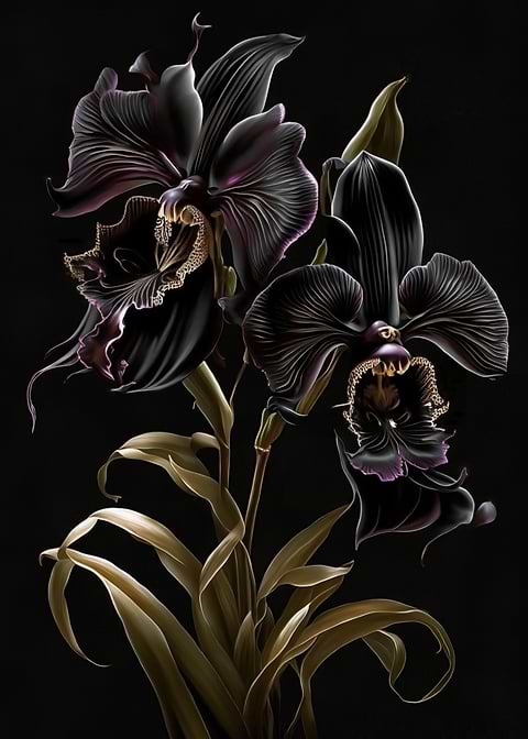 Botanical Bliss — orchid art metal poster
