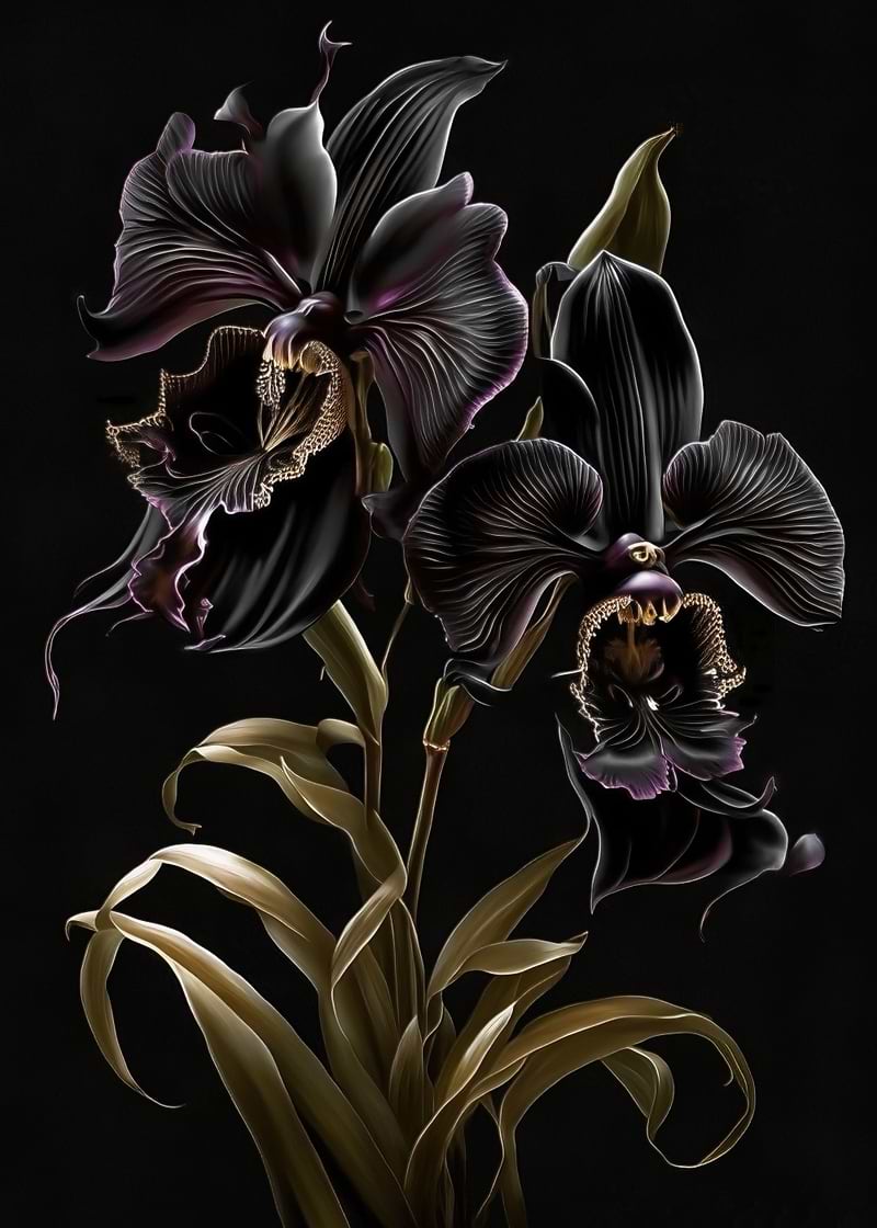 Botanical Bliss — orchid art metal poster