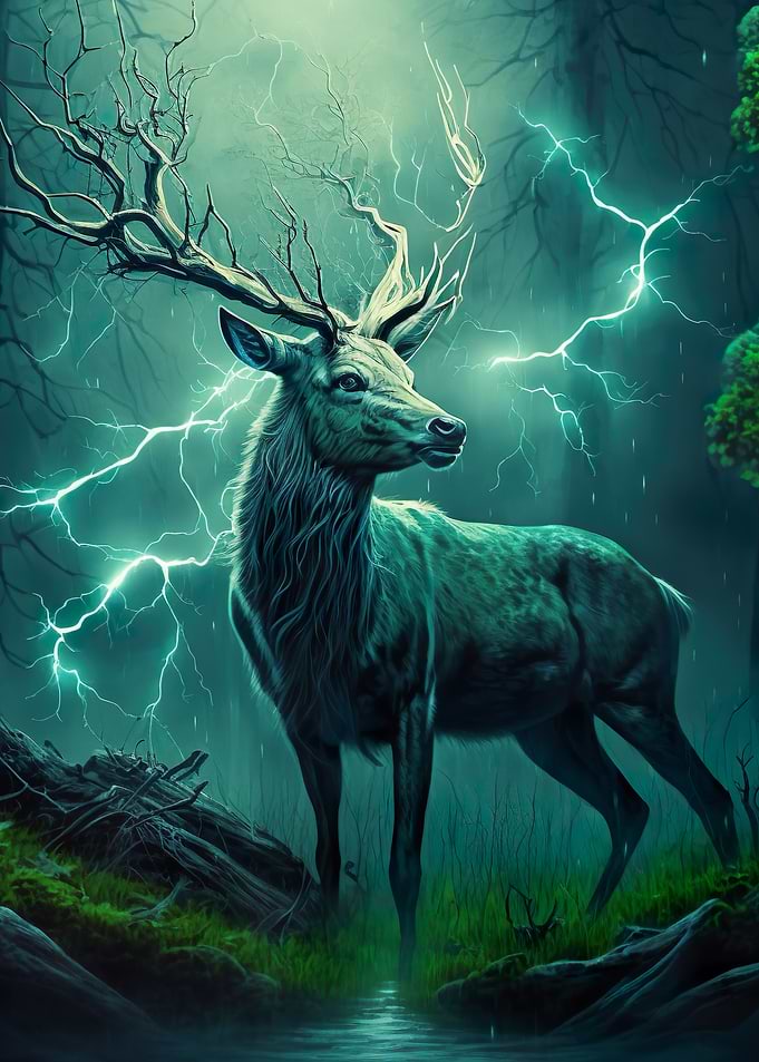 Enchanted Deer in Storm