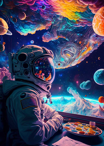 Astronout Eating Pizza