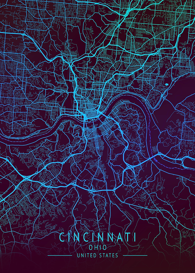Cincinnati USA City Map