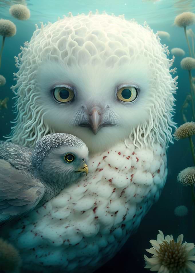 Little owl mermaid