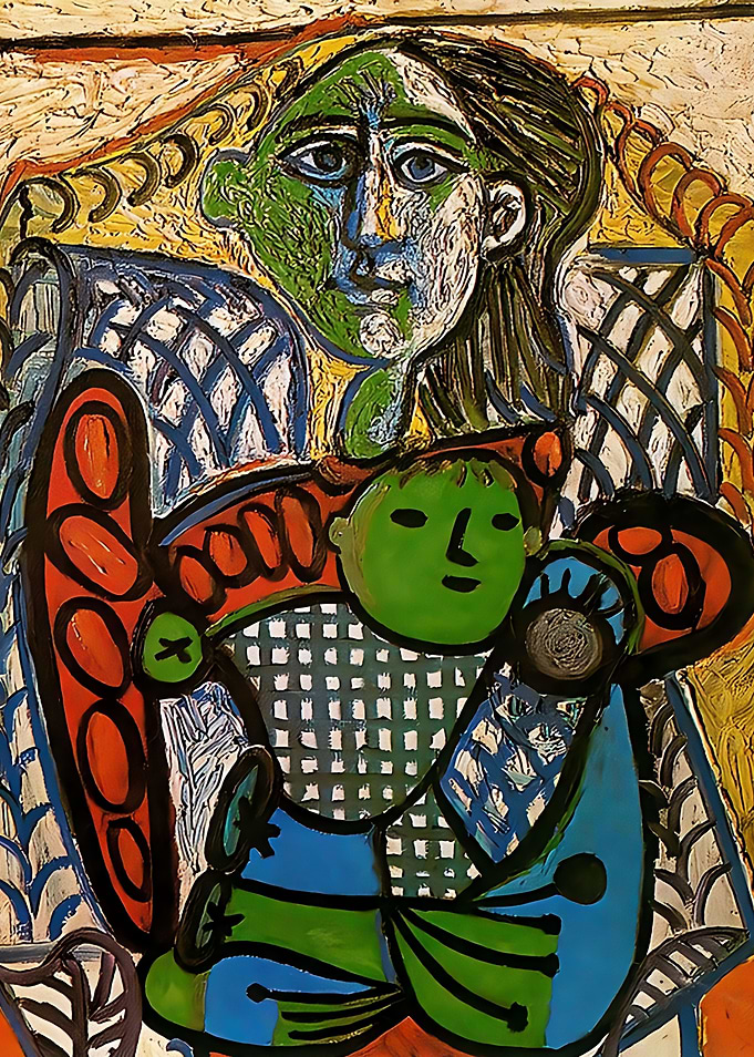 in the arms of his mother