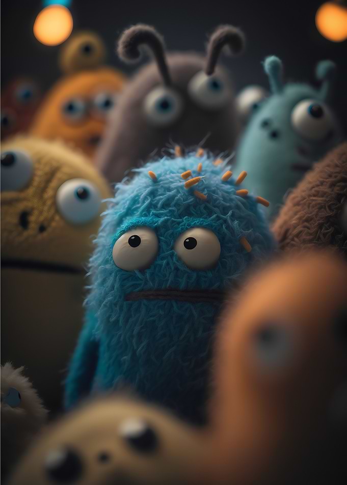 Gang of furry monster
