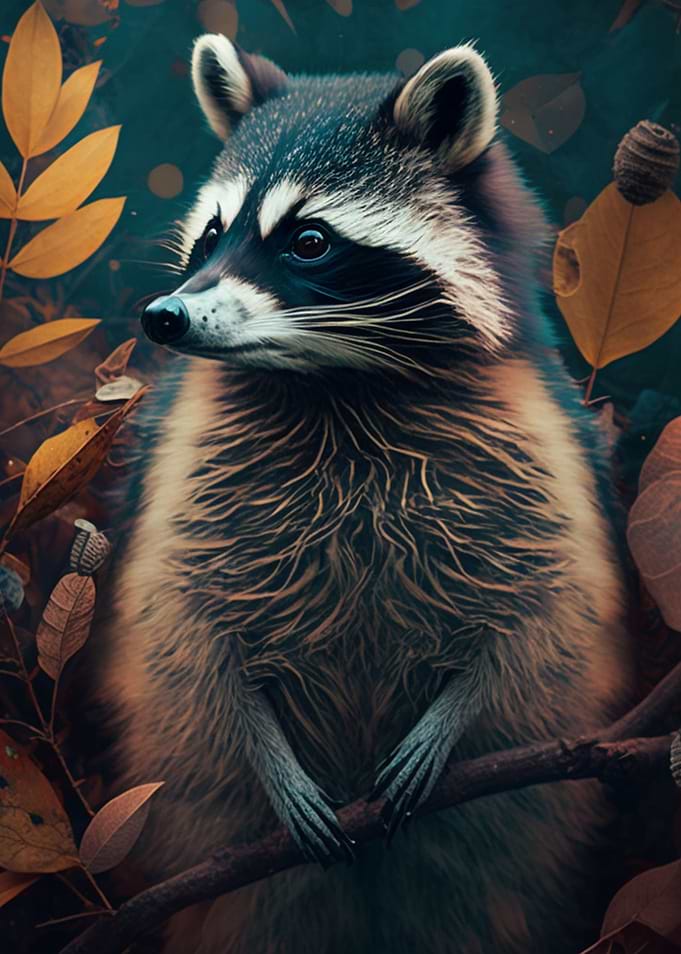 racoon bird poster