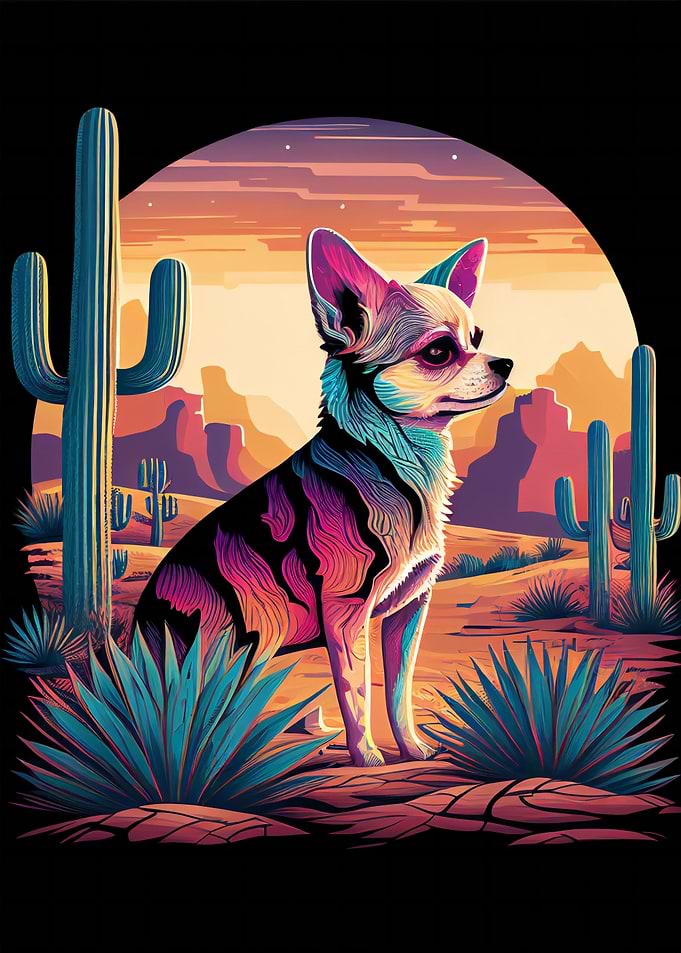 A colorful Chihuahua dog