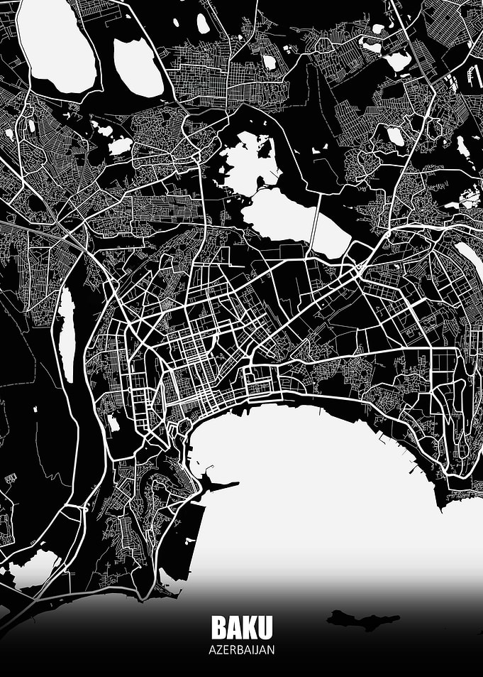 Baku Azerbaijan Dark Map
