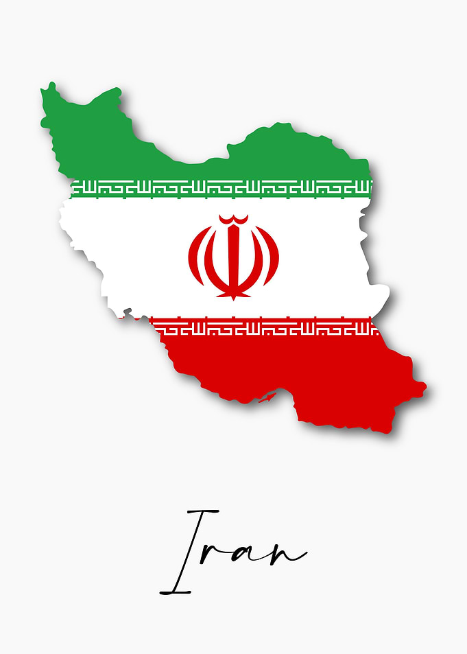Iran Country Map Flag