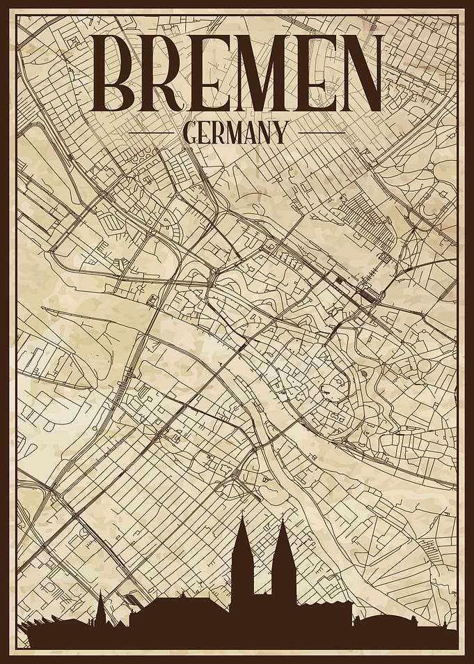 Bremen Map Skyline