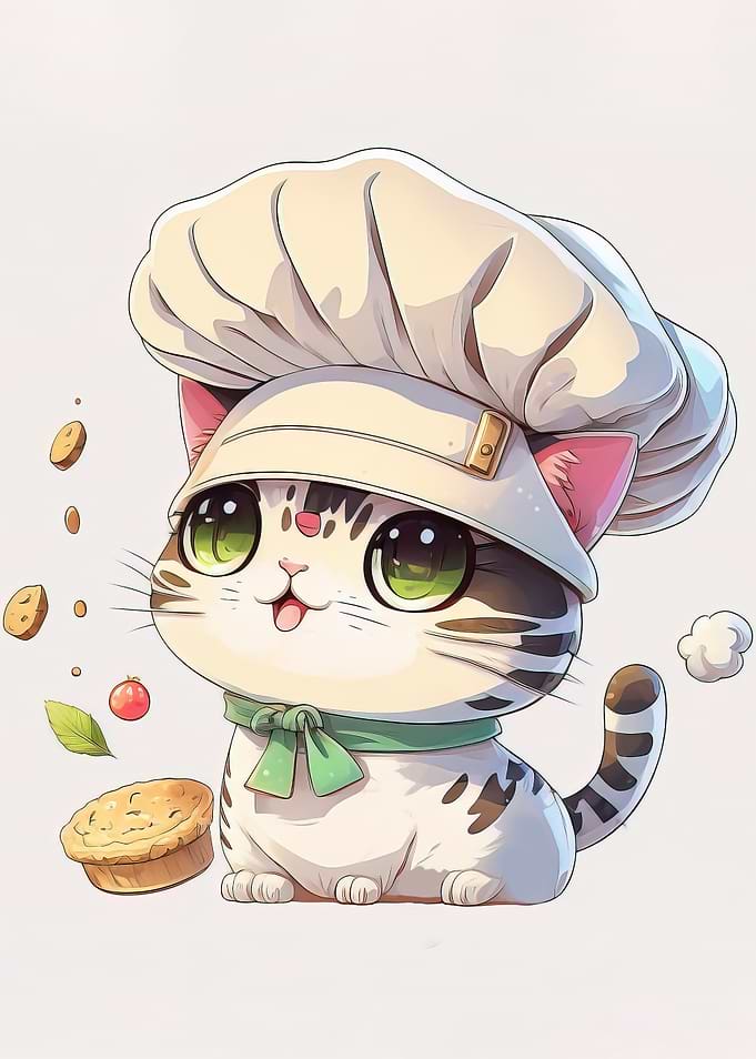 cat chef cute