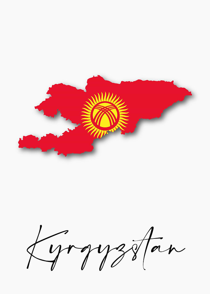 Kyrgyzstan Map Flag