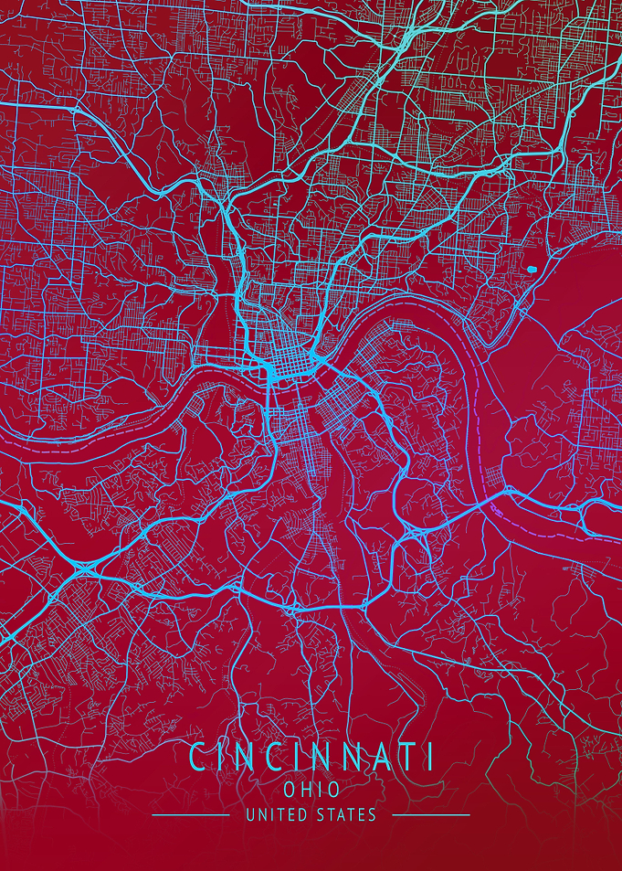 Cincinnati USA City Map