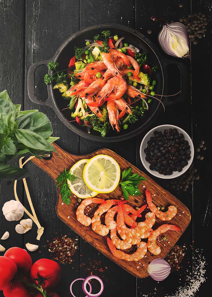Fresh crabs and shrimps