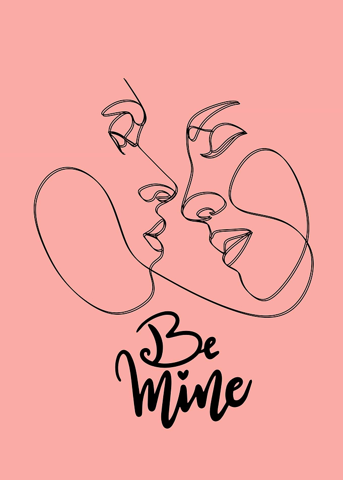 minimalist lover kissing