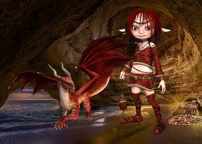 Elven Girl and Dragon