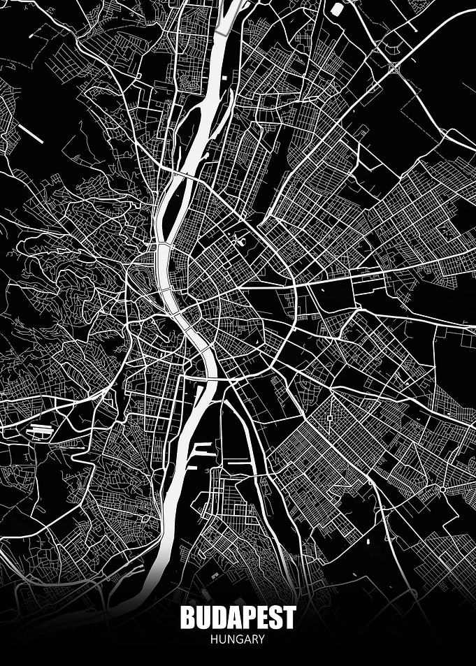 Budapest Hungary Dark Map