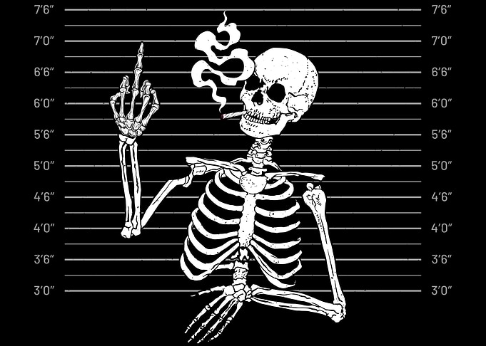 Smoking Skeleton Mugshot