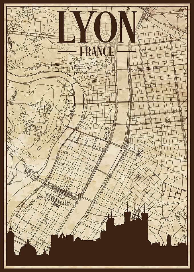 Lyon Map Skyline