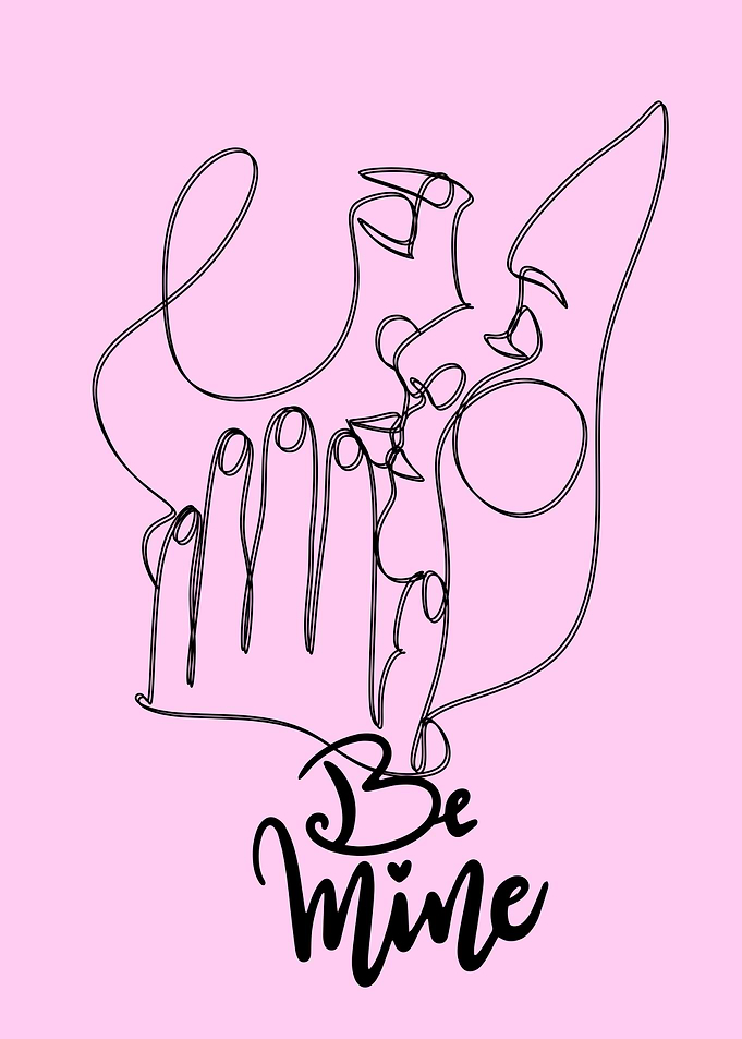 valentine day art line
