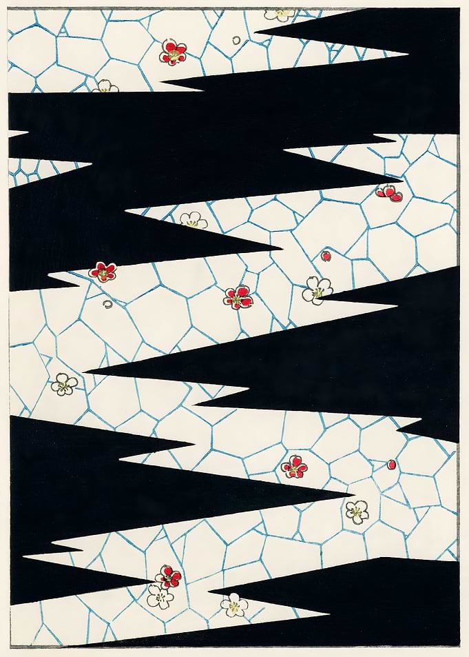 Ukiyo e Black Floral