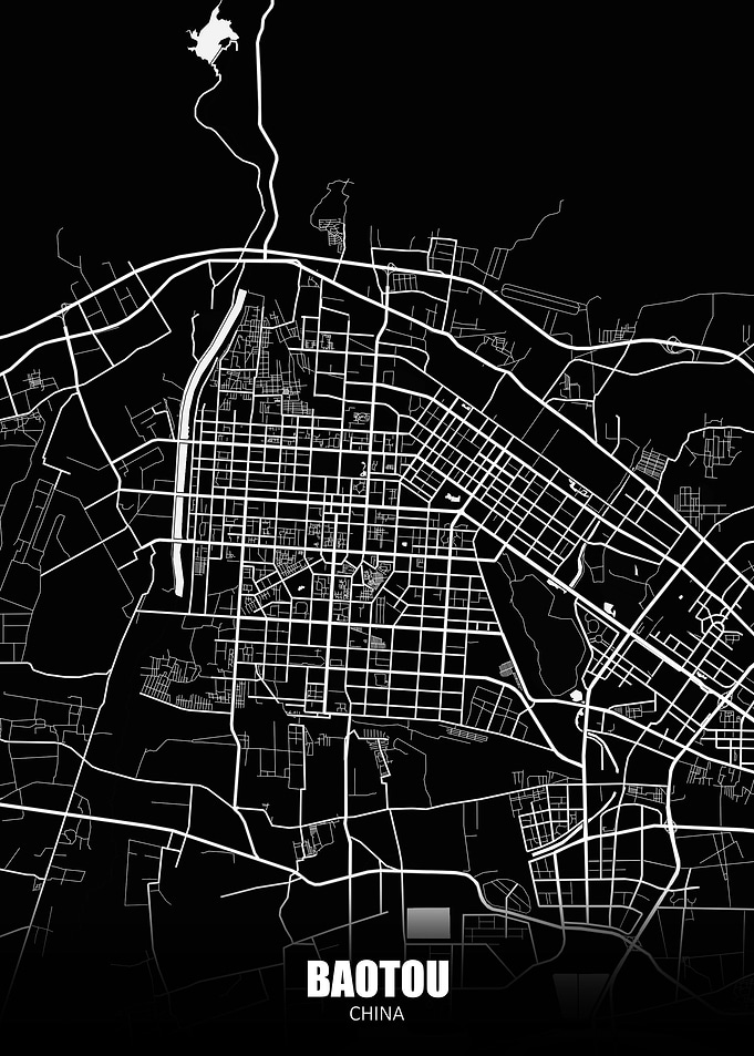 Baotou China Dark Map