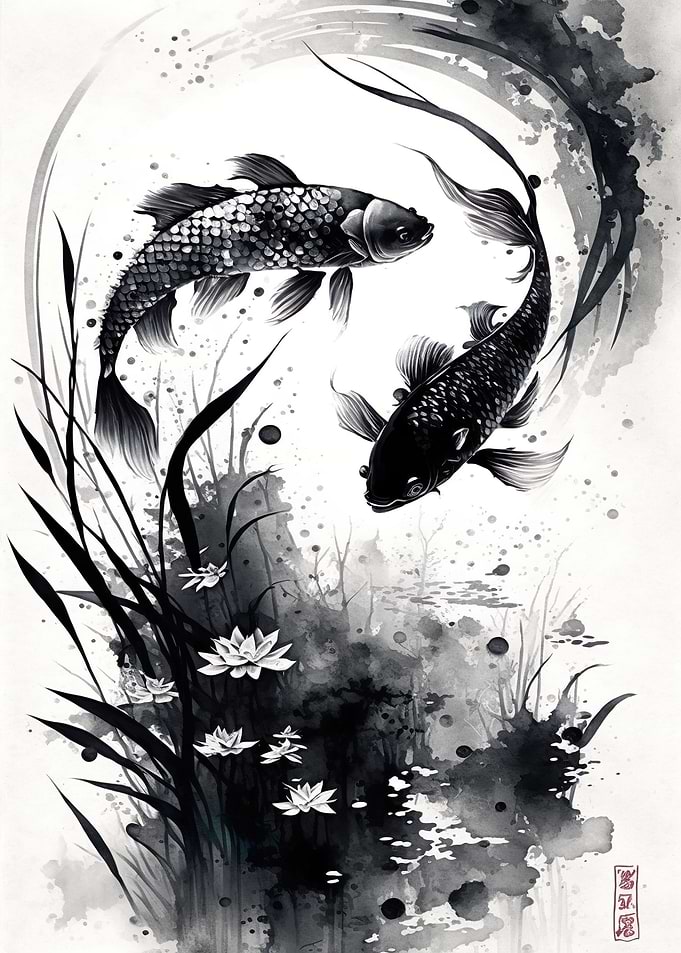 Japanese Koi Pond Sumi