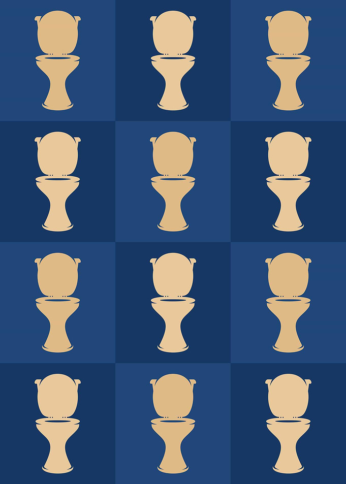 Toilet Icons Pop Art Blue