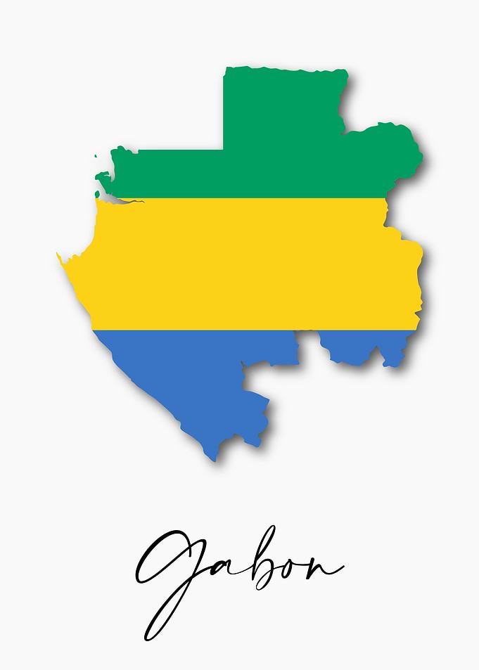 Gabon Country Map Flag