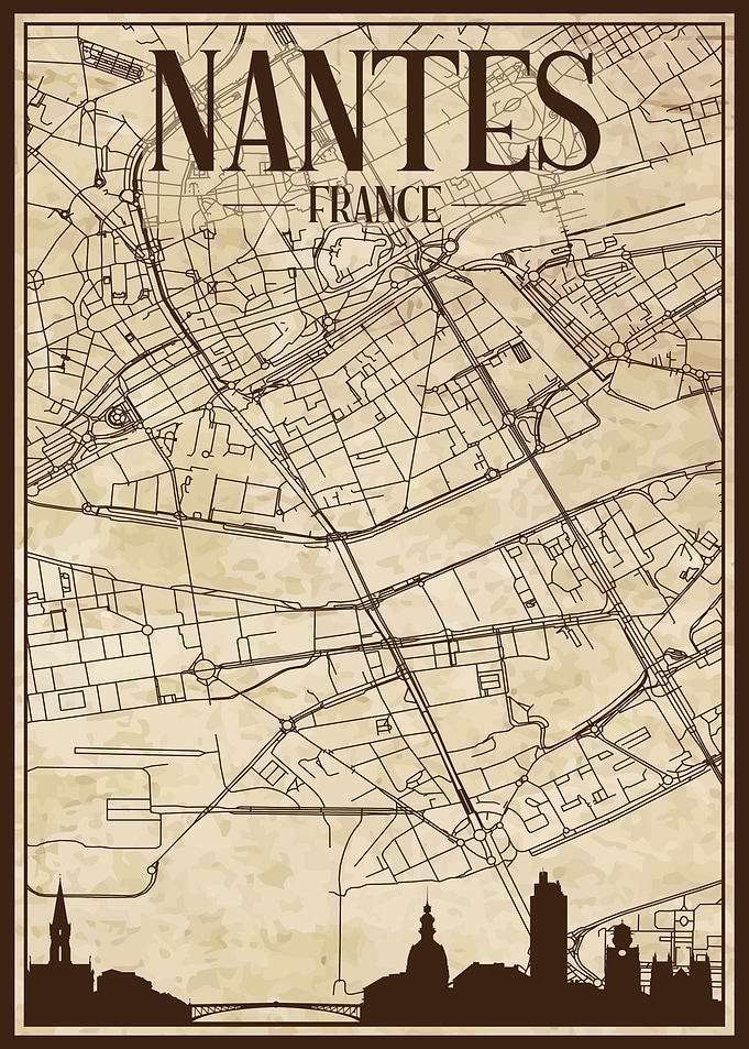 Nantes Map Skyline