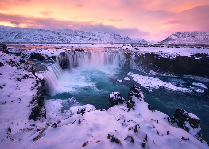 Winter Sunset at Godafoss