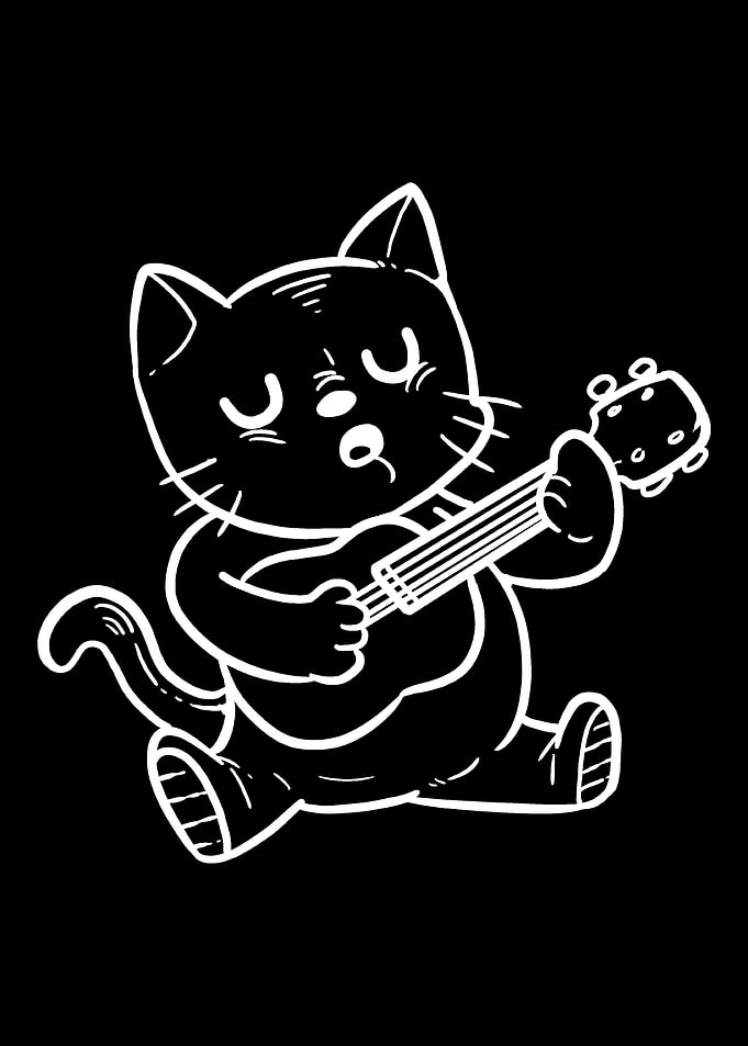 Cat Playing Ukelele Pet Pe