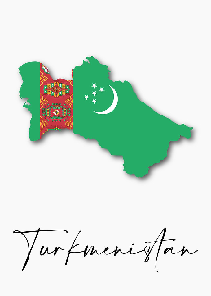 Turkmenistan Map Flag
