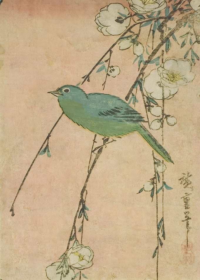 Ukiyo e Green Bird