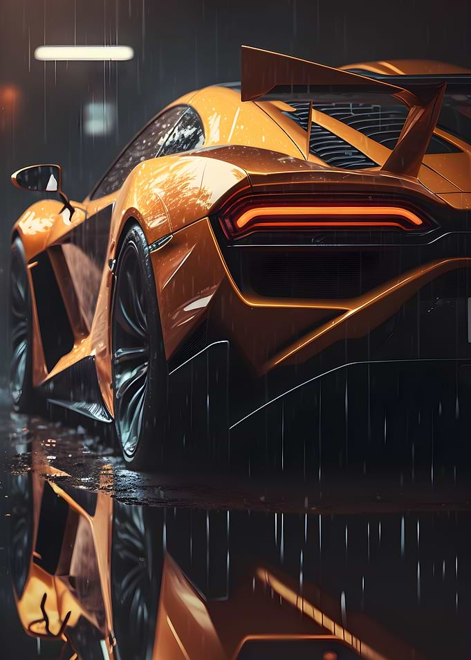 Supercar in rain