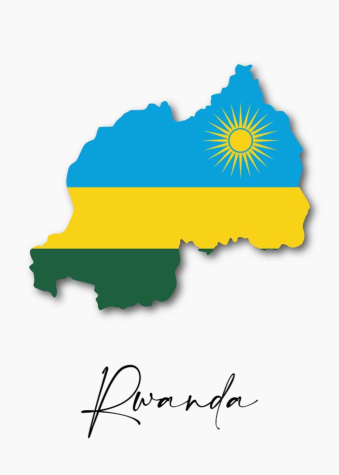 Rwanda Country Map Flag