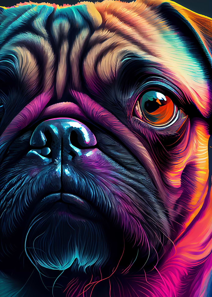 Pug Colorful Dog