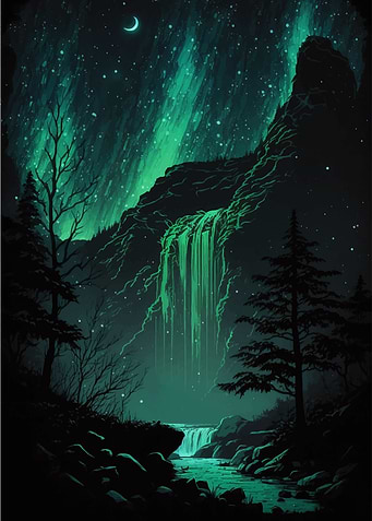 Auroras Glowing Cascade